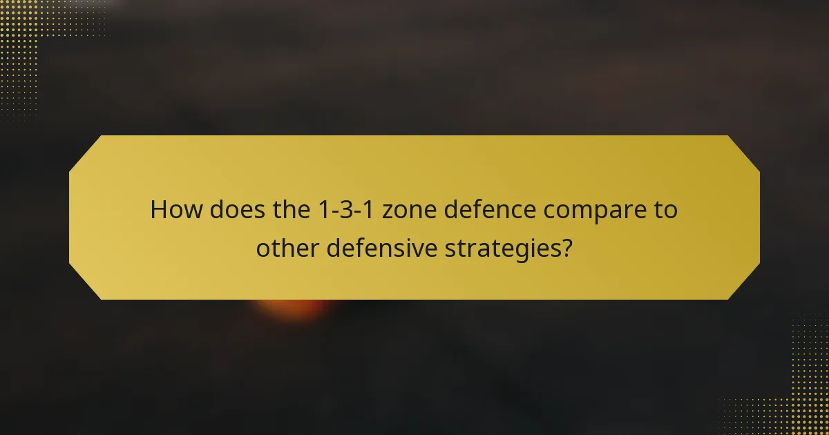 How Does the 1-3-1 Zone Defence Compare to Other Defensive Strategies?