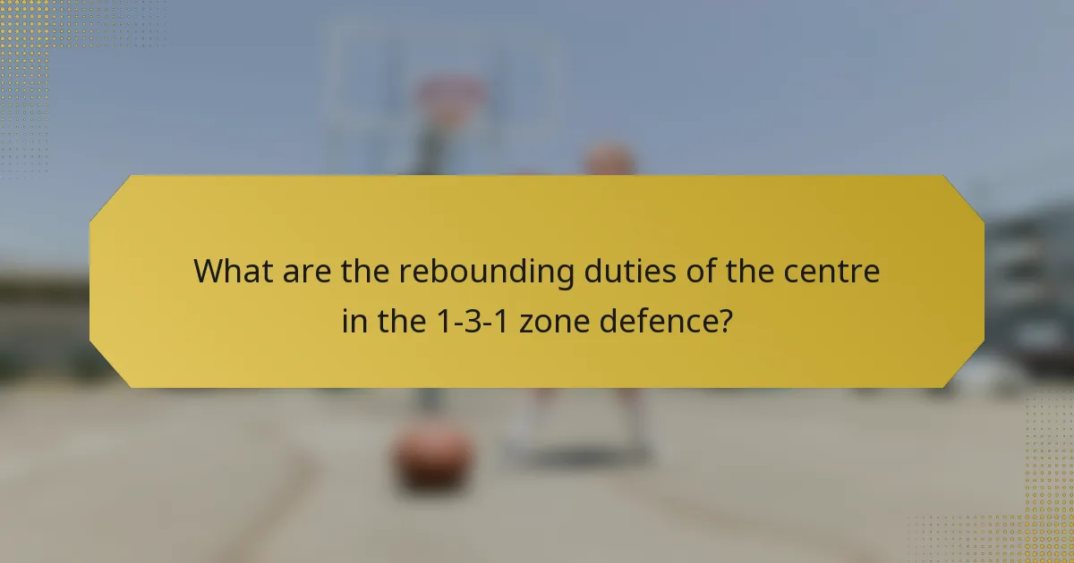 What are the rebounding duties of the centre in the 1-3-1 zone defence?