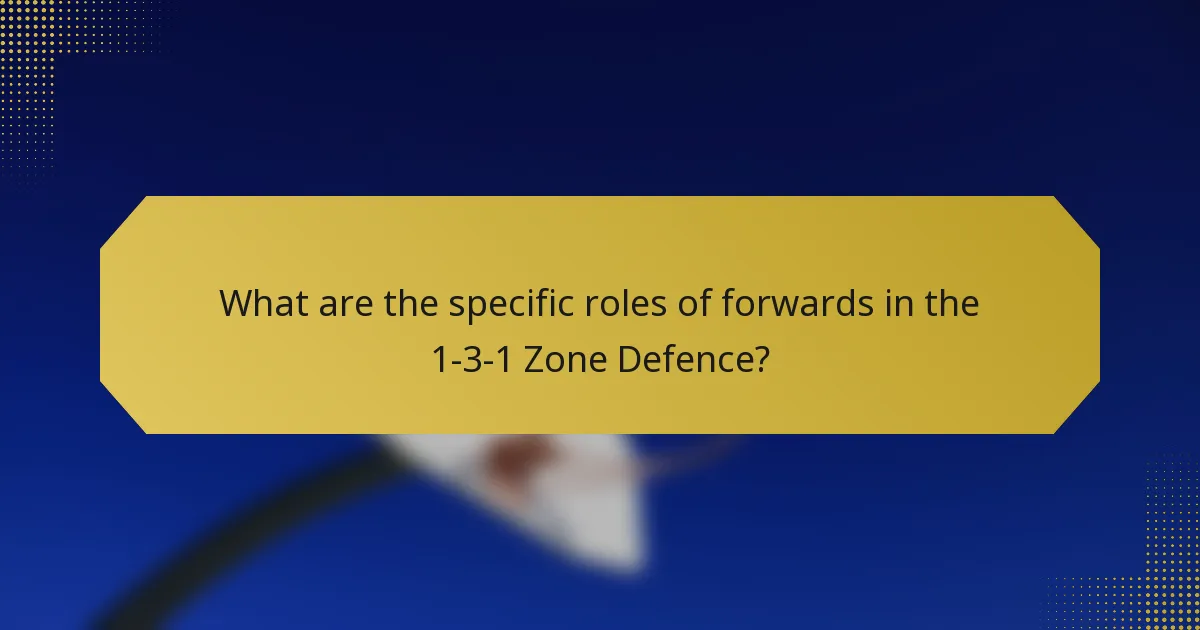 What are the specific roles of forwards in the 1-3-1 Zone Defence?