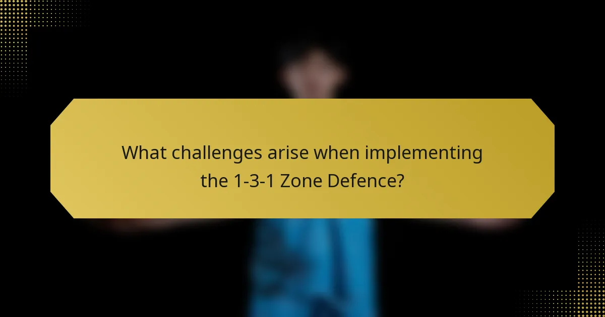 What challenges arise when implementing the 1-3-1 Zone Defence?
