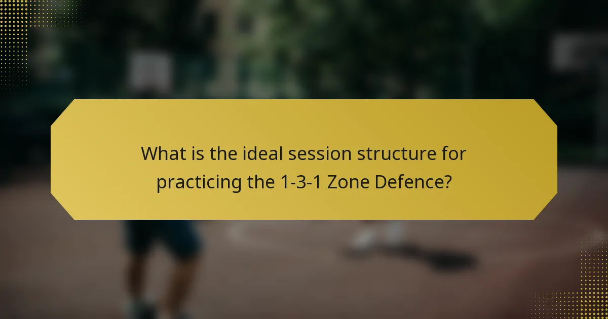 What is the ideal session structure for practicing the 1-3-1 Zone Defence?