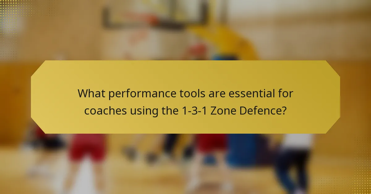 What performance tools are essential for coaches using the 1-3-1 Zone Defence?